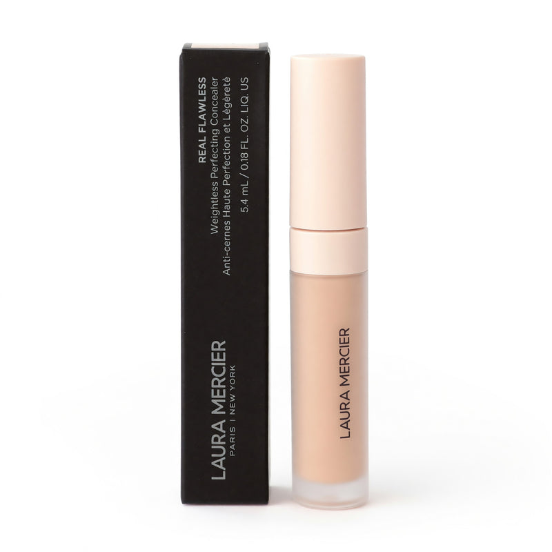 Laura Mercier Real Flawless Weightless Perfecting Concealer in shade 1C1, physical product with sleek packaging and applicator.