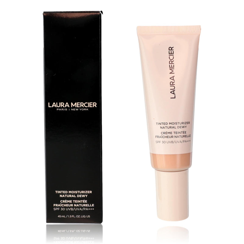 Laura Mercier Tinted Moisturizer Natural Dewy SPF 30 in shade 1C Cameo, physical formula with lightweight, dewy finish.