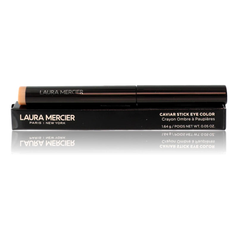 Laura Mercier Caviar Stick Eye Color in Rosegold, 0.05oz, creamy eyeshadow stick with a shimmering rose gold shade, applied on eyelids.