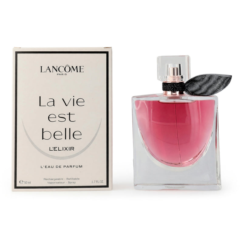 Lancome La Vie Est Belle L'Elixir 1.7oz EDP refillable spray for women, sleek bottle with elegant design and floral accents.