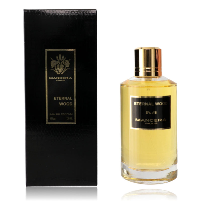 Mancera Eternal Wood unisex 4 oz EDP spray bottle with elegant packaging.
