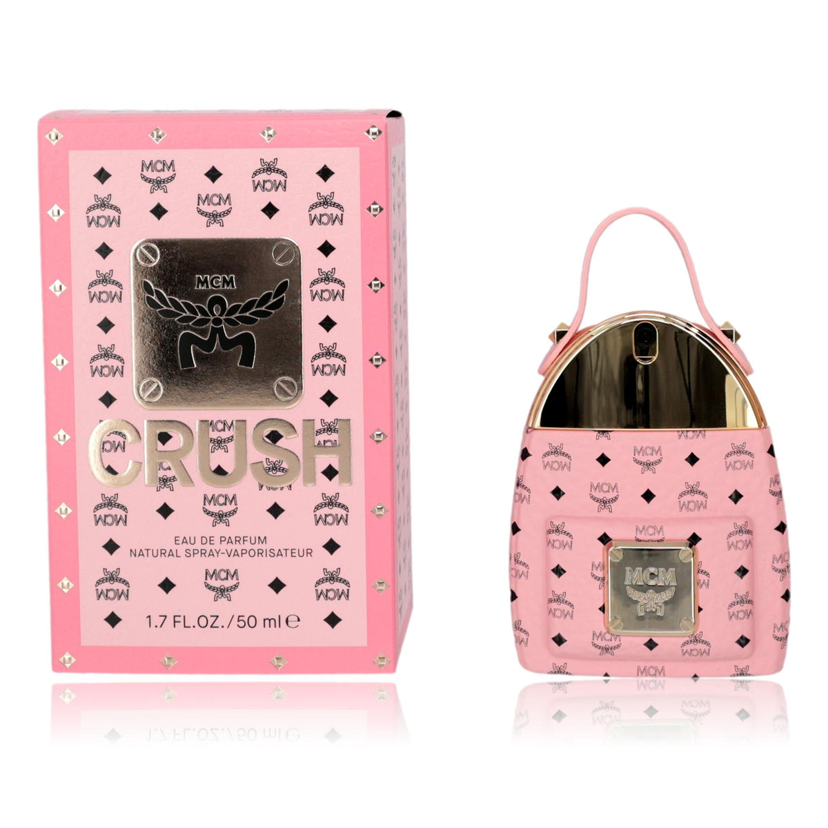 MCM Crush women's 1.7 oz EDP spray bottle with sleek packaging and branding visible in the image.