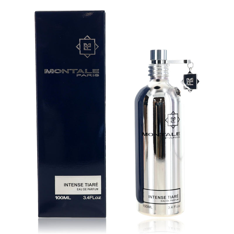 Montale Intense Tiare unisex 3.4 oz EDP spray bottle with elegant packaging and floral scent details.