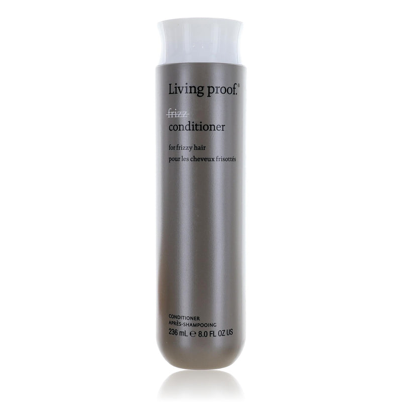 Living Proof No Frizz Conditioner in an 8 oz bottle, smooths frizz and adds shine to hair, natural and healthy-looking.