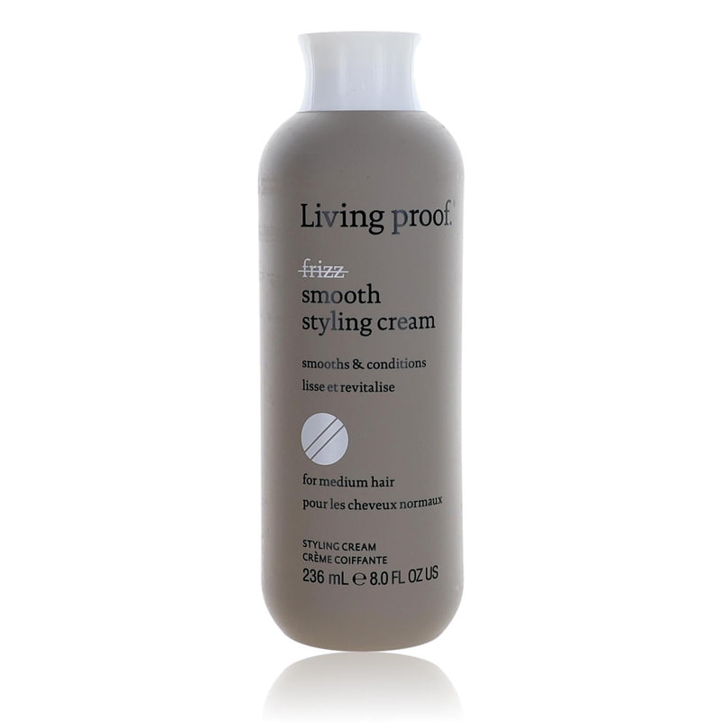 Living Proof No Frizz Smooth Styling Cream in 8oz jar, creamy formula for frizz control and sleek hair styling.
