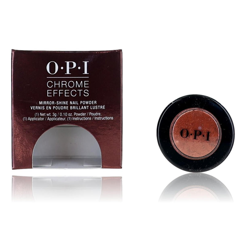 OPI Chrome Effects nail powder in Great Copper-Tunity, 0.10 oz, showcasing a shiny copper metallic nail finish