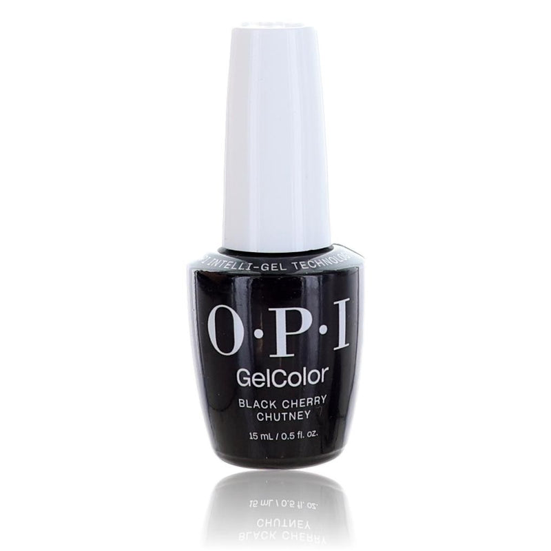 OPI Gel Nail Polish in Black Cherry Chutney, 0.5 oz bottle, showing deep wine-colored gel polish with glossy finish