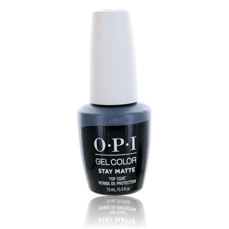 OPI Gel Nail Polish Stay Matte Top Coat in 0.5 oz bottle, clear finish with matte effect for gel manicures