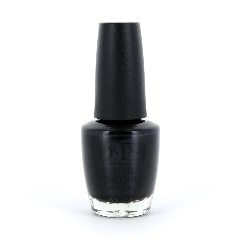 OPI Nail Lacquer in Cave The Way, 0.5 oz bottle, showing the dark, muted nail color and brand label on the bottle.