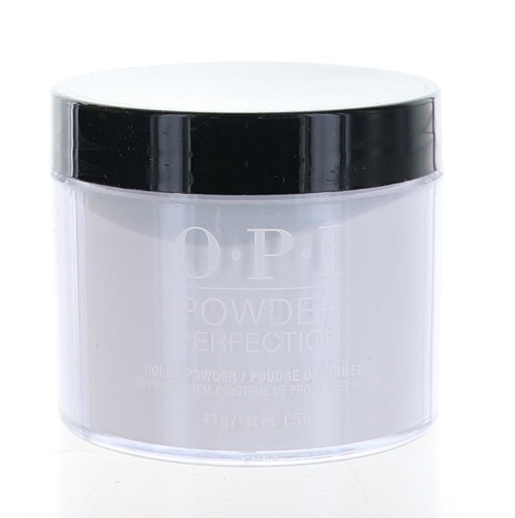 OPI Powder Perfection Alpine Snow dip powder in 1.5 oz jar, showcasing white, fine nail color for professional manicure application.