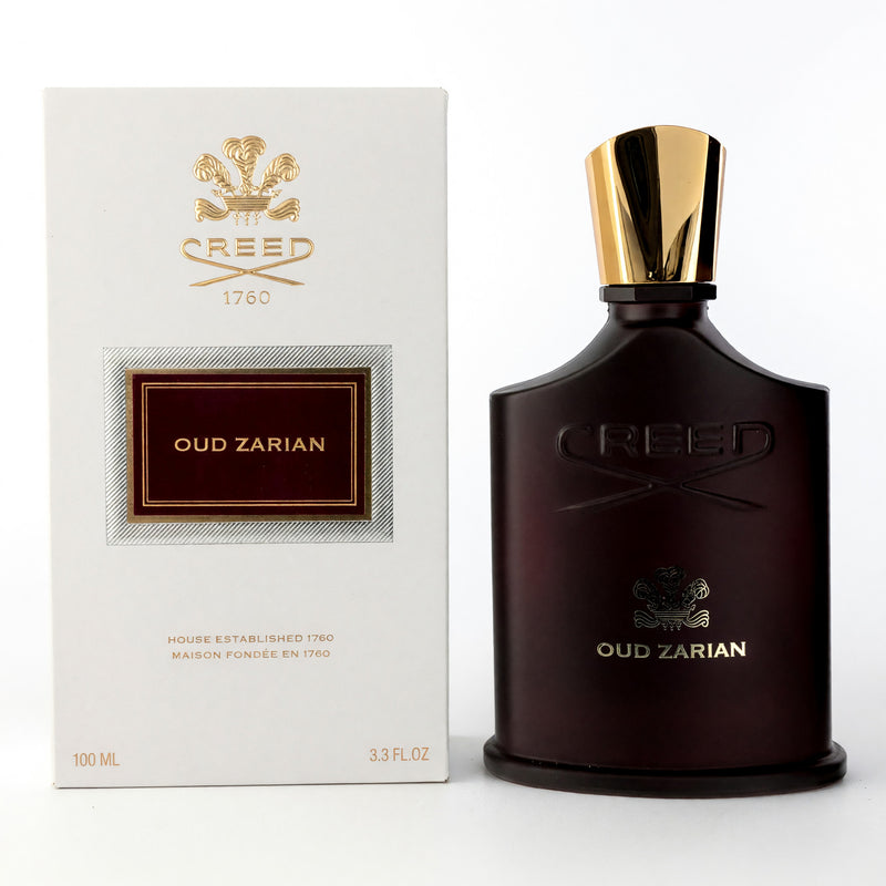 Creed Oud Zarian 3.3 oz unisex EDP bottle with elegant packaging and fragrance details visible in the image.