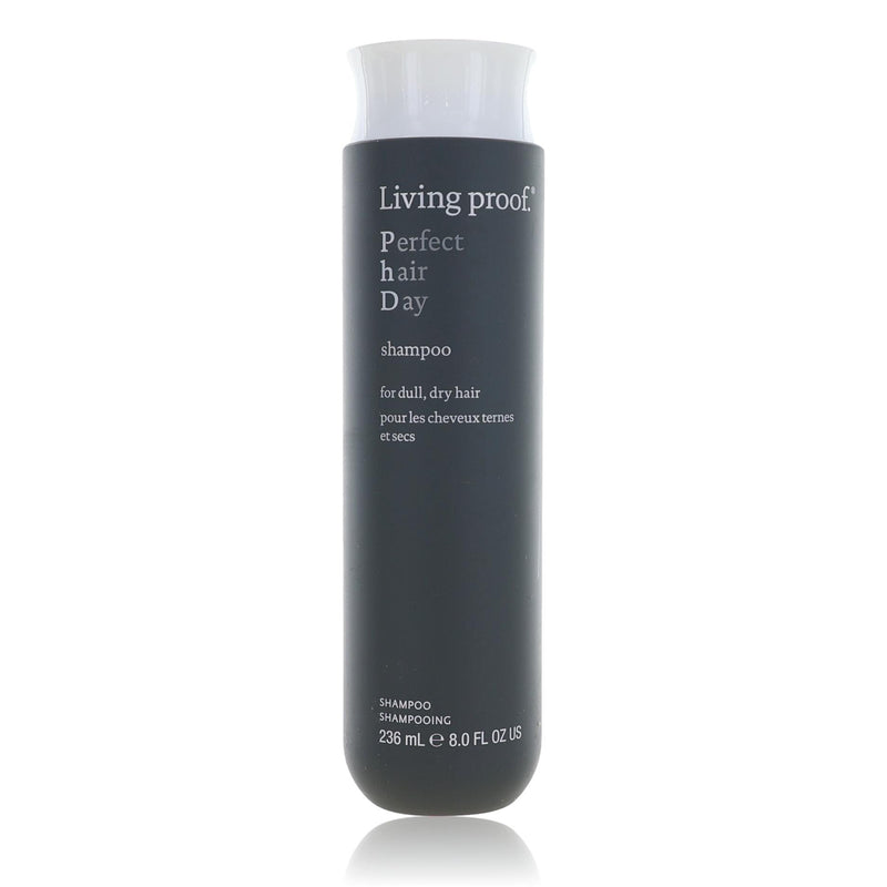 Living Proof Perfect Hair Day Shampoo in 8 oz bottle, featuring clear liquid and sleek label, designed for clean, healthy hair.