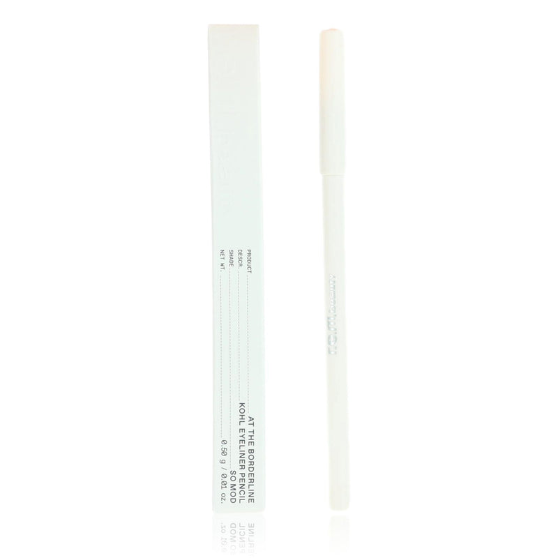 r.e.m. beauty Kohr Eyeliner Pencil in So Mod, a close-up of the black eyeliner pencil with silver accents, showing the product tip.