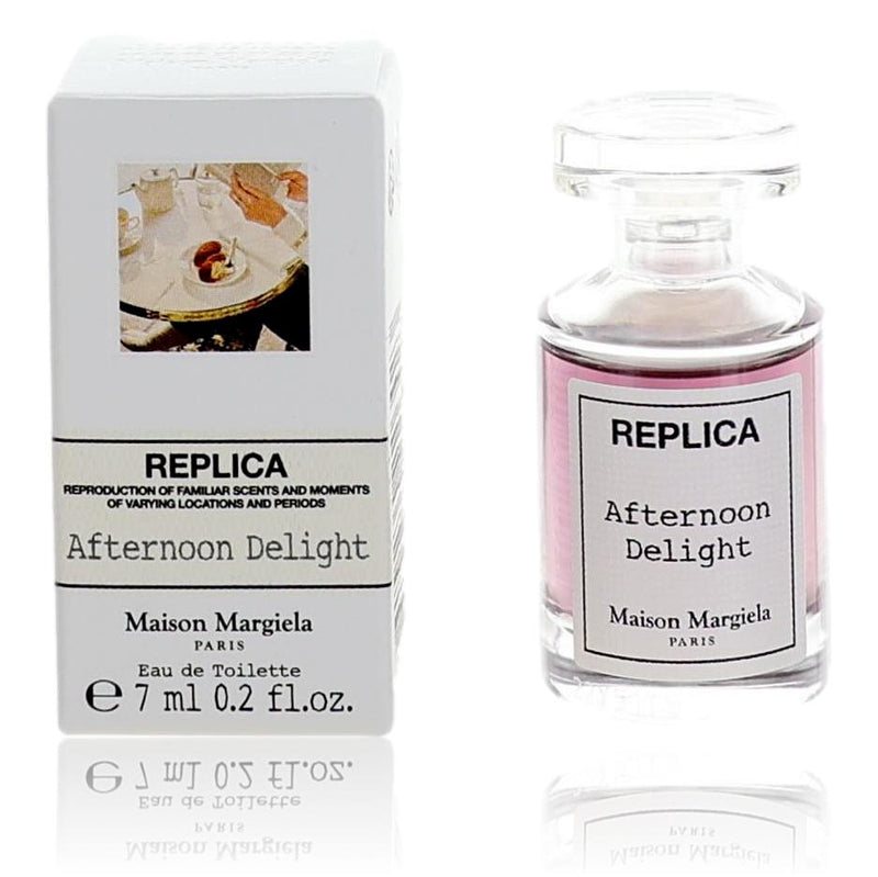 Maison Margiela Replica Afternoon Delight unisex 0.2oz EDT splash bottle, featuring minimalist design and sleek packaging.