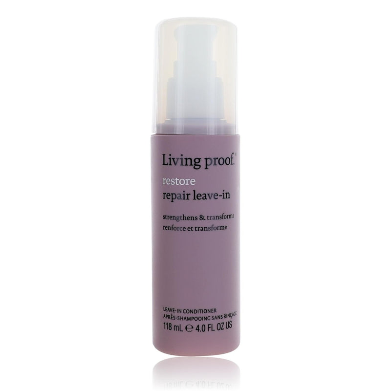 Living Proof Restore Repair Leave-In conditioner in a 4oz bottle, designed to nourish and hydrate damaged hair.