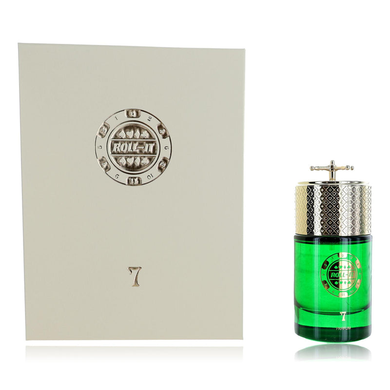 Jo Milano Roll It 7 unisex parfum spray bottle, 3.4 oz, with sleek design and elegant packaging visible in the image.