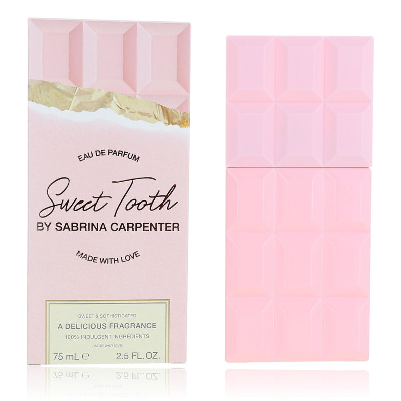 Sabrina Carpenter Sweet Tooth 2.5 oz women's EDP spray bottle with colorful packaging and floral design.
