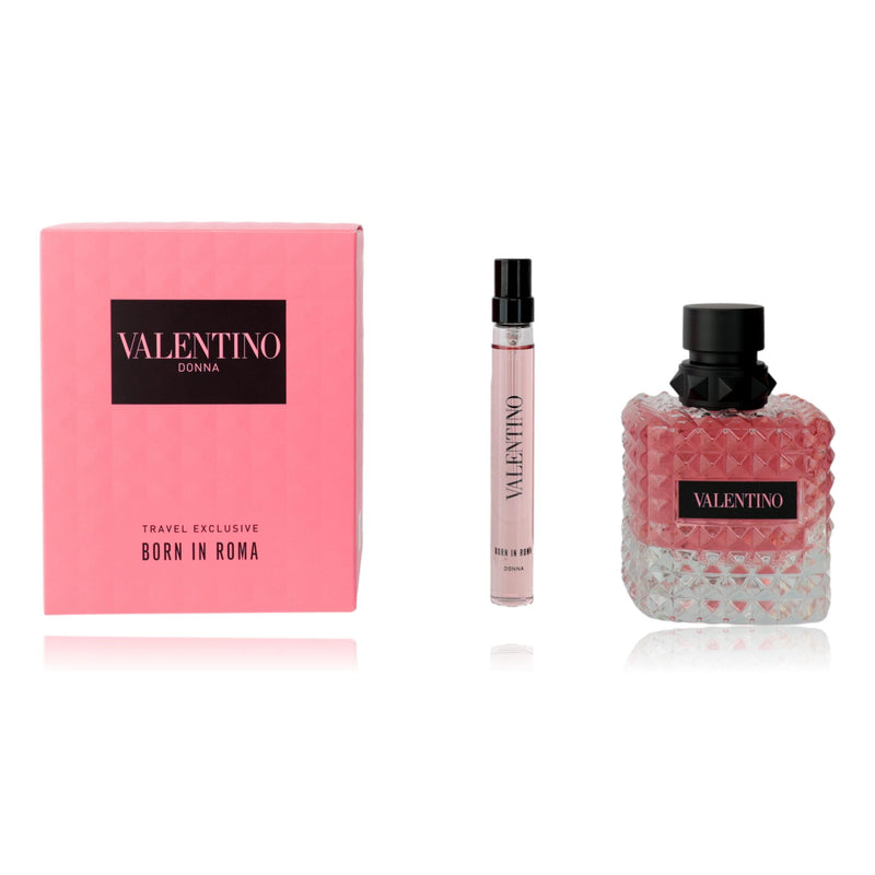 Valentino Donna Born In Roma 2-piece gift set for women, includes fragrance and accessories, elegant packaging, stylish design.