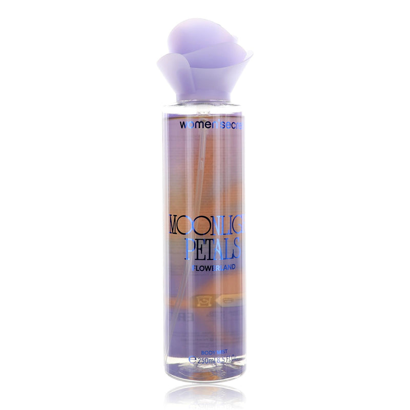Women'Secret Flowerland Moonlight Petals 8.5oz body mist bottle with floral design and elegant packaging.
