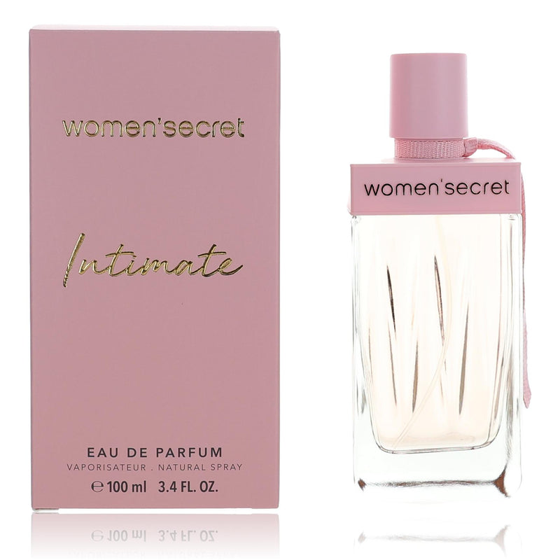 Women'Secret Intimate 3.4 oz women's EDP spray bottle with a sleek, elegant design for everyday fragrance.