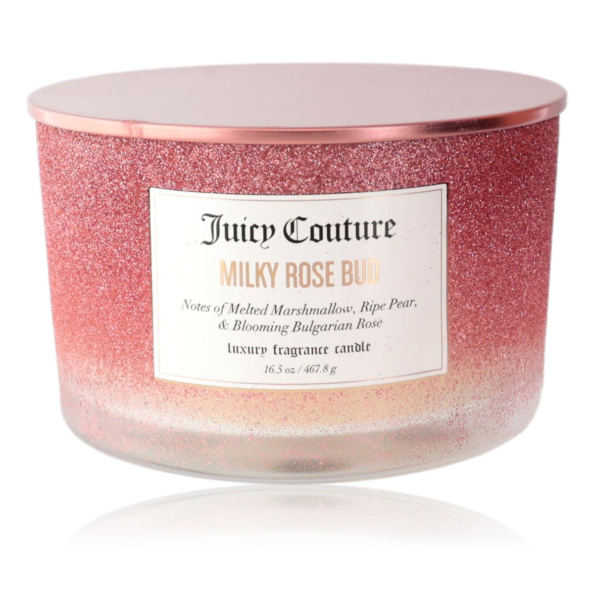 Juicy Couture 16.5 oz Soy Wax Blend 3 Wick Candle - Milky Rose Bud - Pertinacia Perfume
