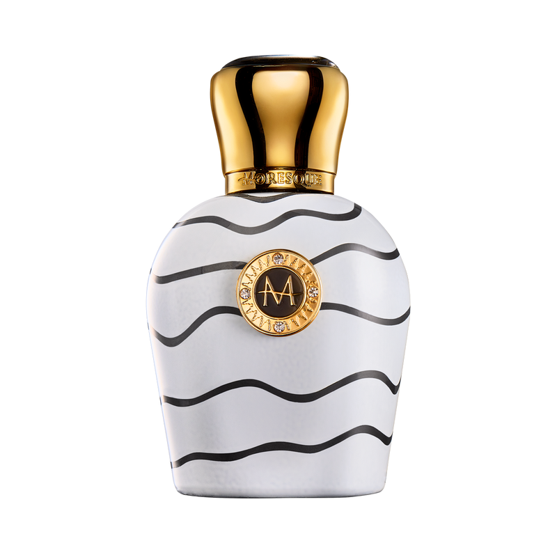 White Duke Moresque perfume bottle by Online Warehouse, 1.7 oz, with elegant white packaging and sleek design.