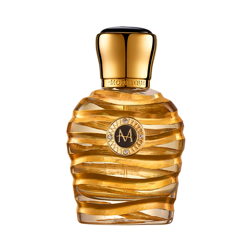 Oro Moresque perfume bottle from Online Warehouse, 1.7 oz, elegant glass container with intricate design and fragrance label.