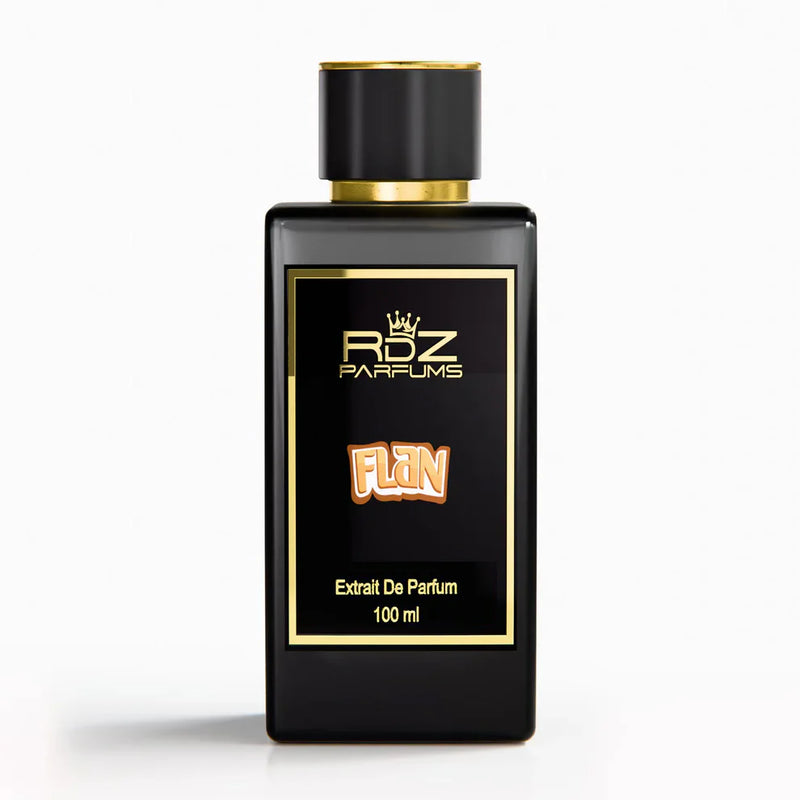 Flan RDZ Extrait de Parfum 100ml bottle by Pertinacia LLC, showcasing the elegant perfume bottle with a sleek design.