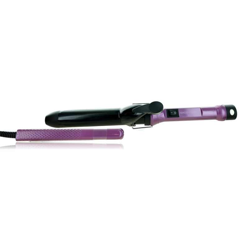 Almost Famous Beach Wave Babe 2-piece set with curling wand and mini to-go in Tyrian Purple, featuring styled beach waves.