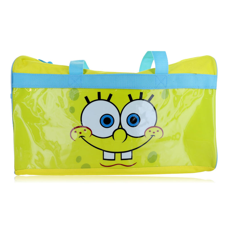 Colorful SpongeBob SquarePants duffle bag for kids featuring SpongeBob's cheerful face and vibrant design.