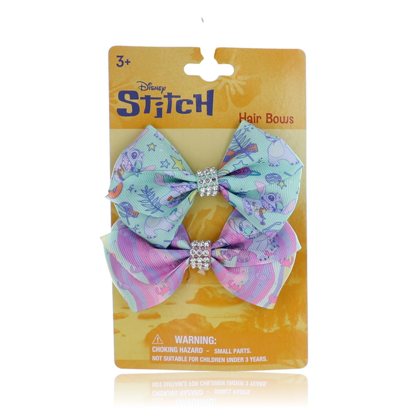 Two Disney Stitch hair bows for kids, colorful fabric accessories with stitched character design in a 2-pack.