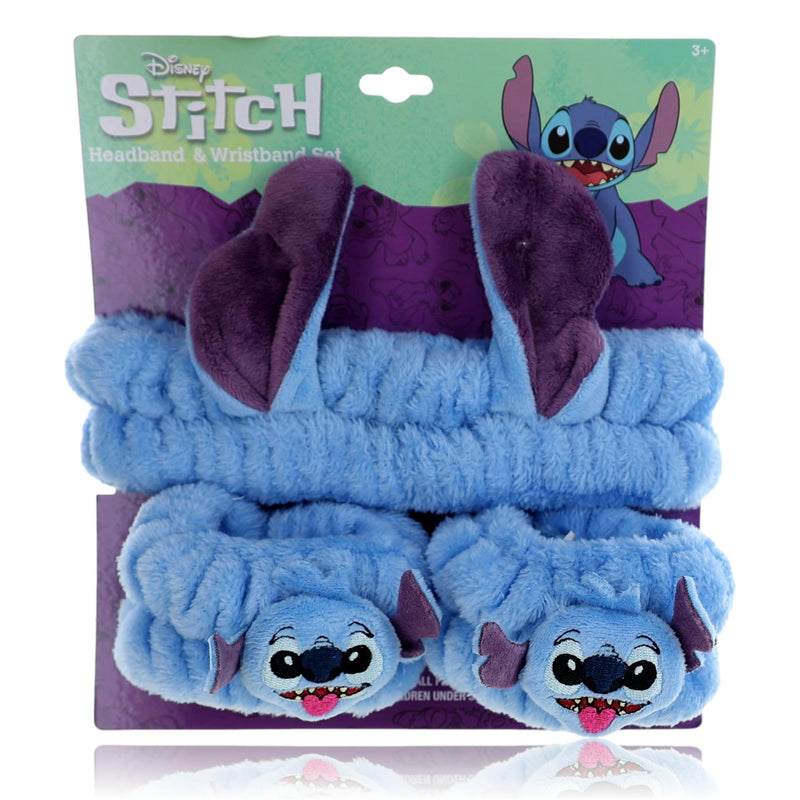 Disney Stitch plush headband and wristband set for kids, featuring soft fabric and character details for playful wear.
