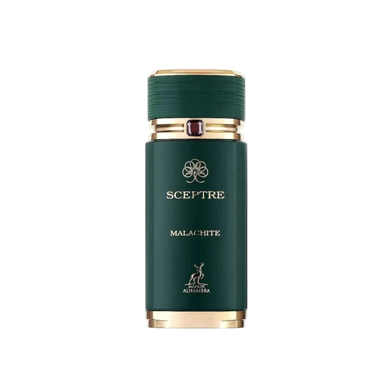 Maison Alhambra Spectre Malachite perfume bottle by Pertinacia Perfume, featuring a sleek design with vibrant green color.