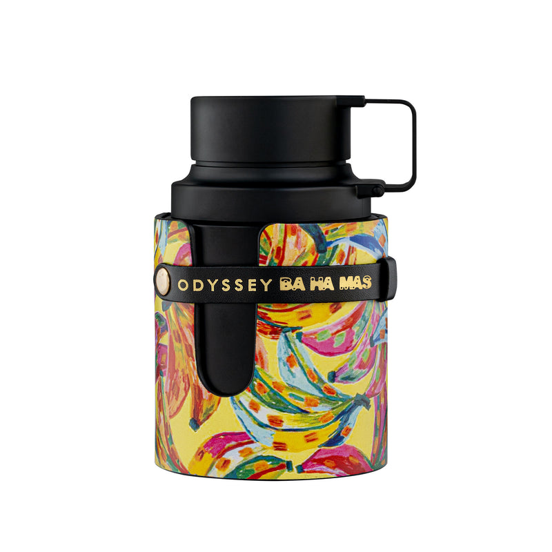 Odyssey Bahamas 3.4oz EDP perfume by Armaf, featuring a sleek bottle with a light blue liquid and elegant design.