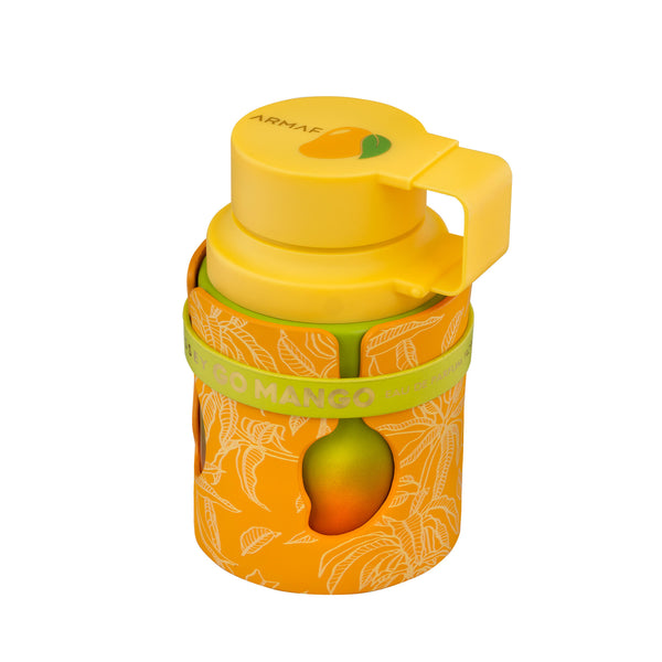 Armaf Odyssey Go Mango 3.4oz EDP perfume bottle with a sleek design and vibrant mango-themed label.