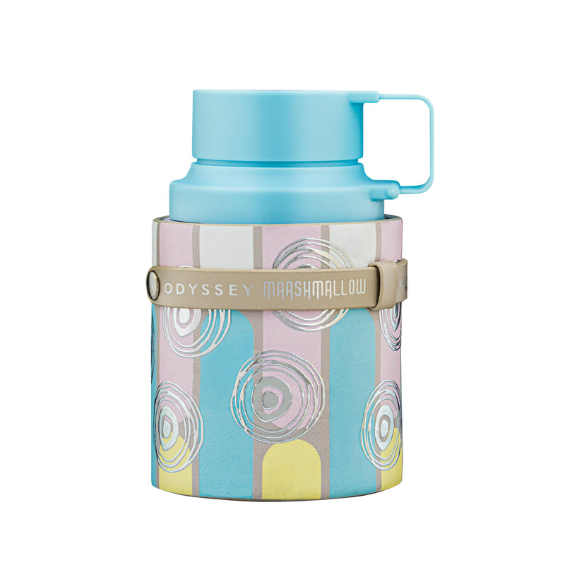 Armaf Odyssey Marshmallow 3.4oz EDP perfume bottle with floral and sweet marshmallow scent, sleek design, and elegant packaging.