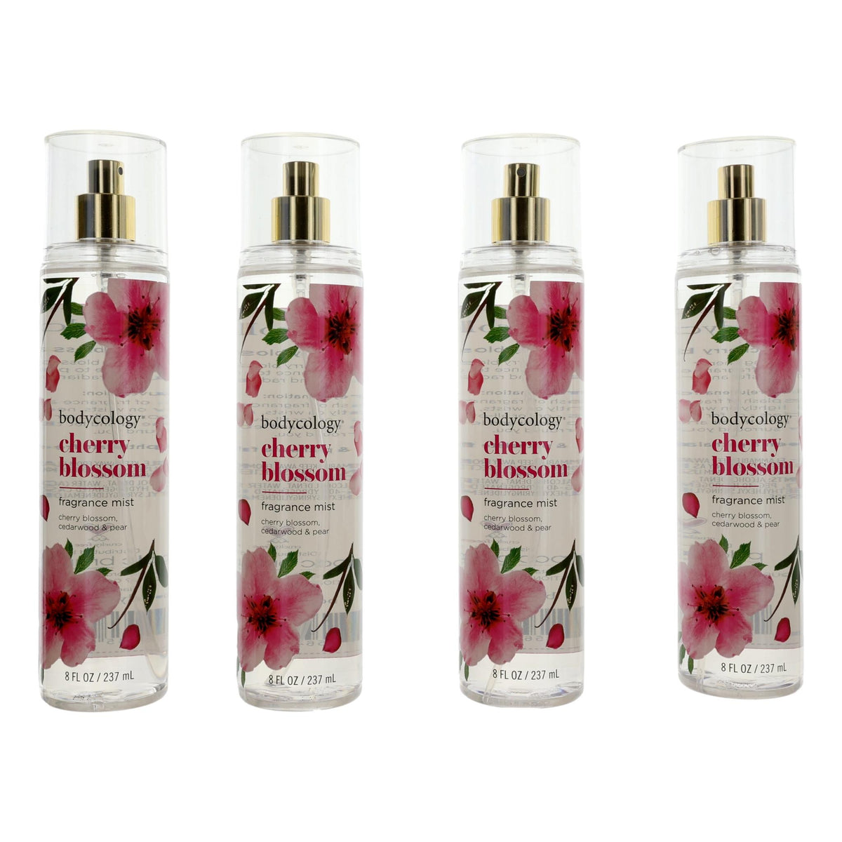 Cherry Blossom by Bodycology, 4 Pack 8 oz Fragrance Mist for Women - Pertinacia Perfume