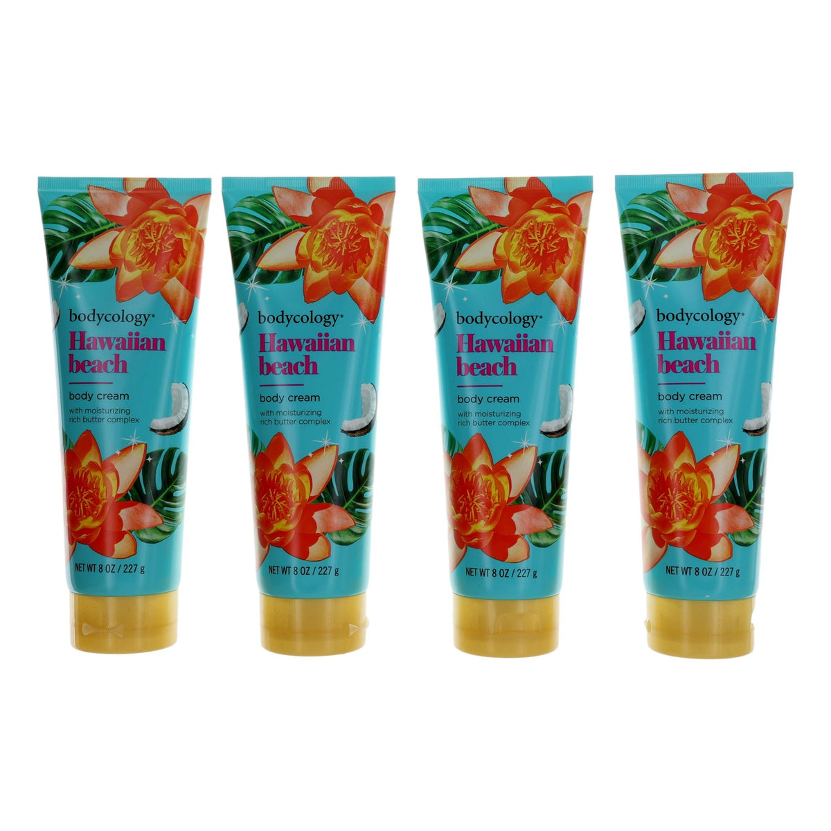 Hawaiian Beach by Bodycology,4 Pack 8 oz Moisturizing Body Cream women - Pertinacia Perfume
