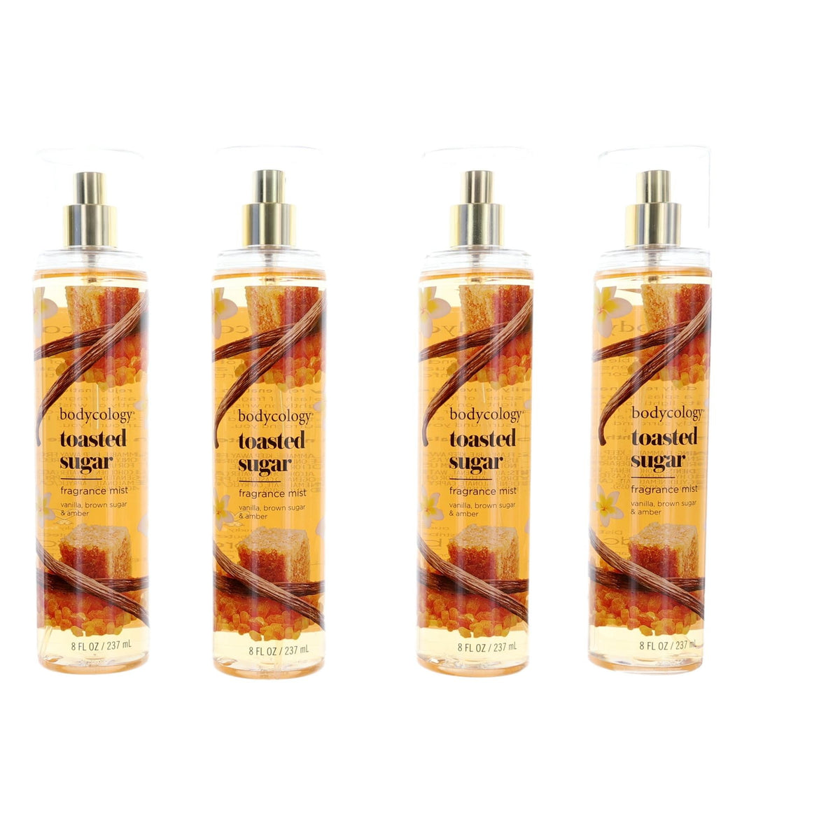Toasted Sugar by Bodycology, 4 Pack 8 oz Fragrance Mist for Women - Pertinacia Perfume