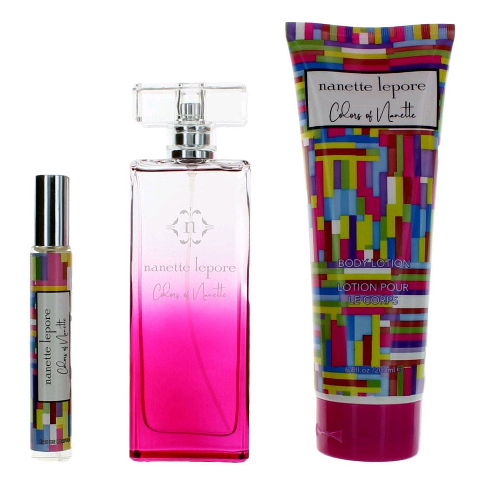 Colors of Nanettte by Nanette Lepore, 3 Piece Gift Set for Women - Pertinacia Perfume