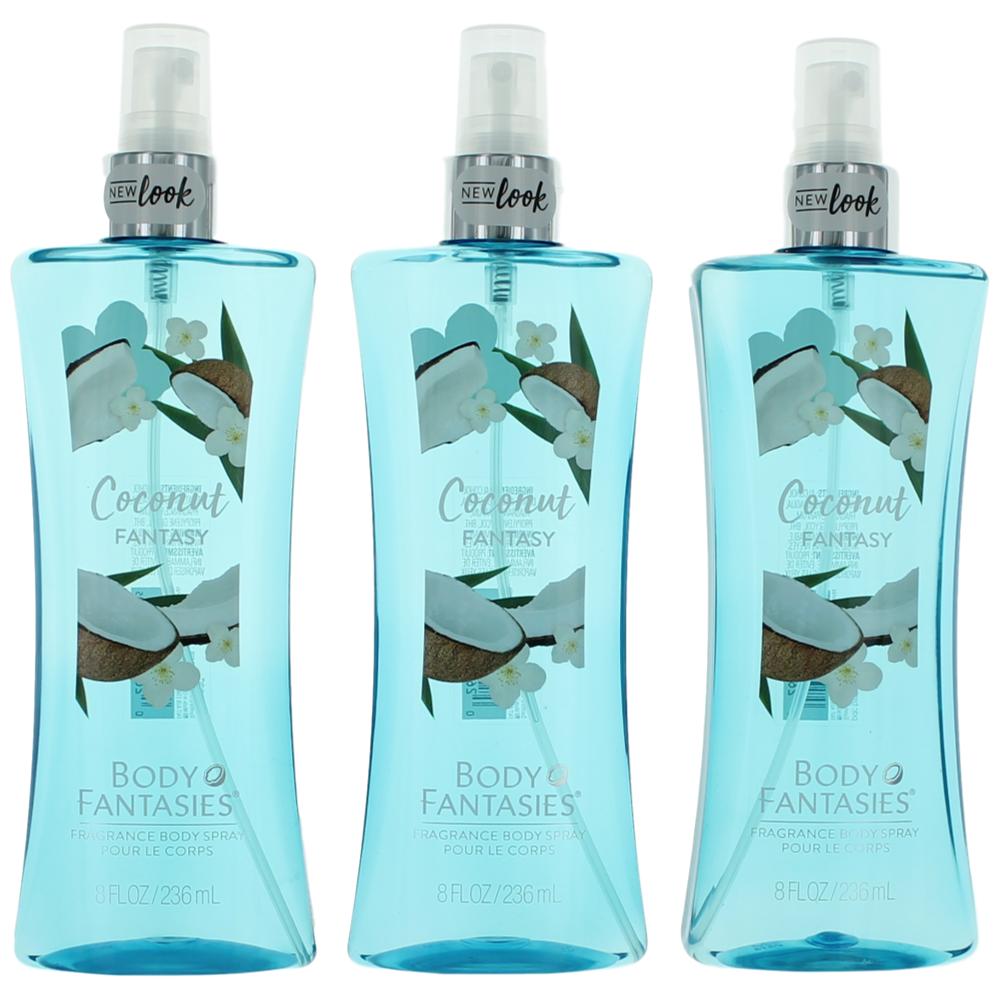 Coconut Fantasy by Body Fantasies, 3 x 8 oz Fragrance Body Spray women - Pertinacia Perfume
