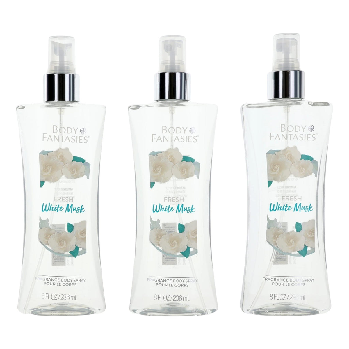 Fresh White Musk by Body Fantasies, 3 Pack 8oz Fragrance Body Spray women - Pertinacia Perfume