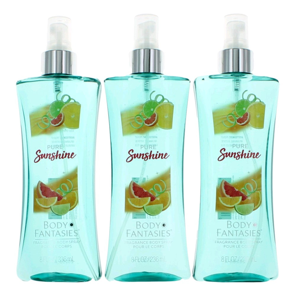 Pure Sunshine by Body Fantasies, 3 Pack 8oz Fragrance Body Spray women - Pertinacia Perfume