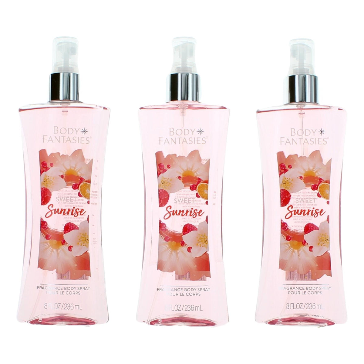Sweet Sunrise Fantasy by Body Fantasies, 3 Pack 8oz Fragrance Body Spray women - Pertinacia Perfume
