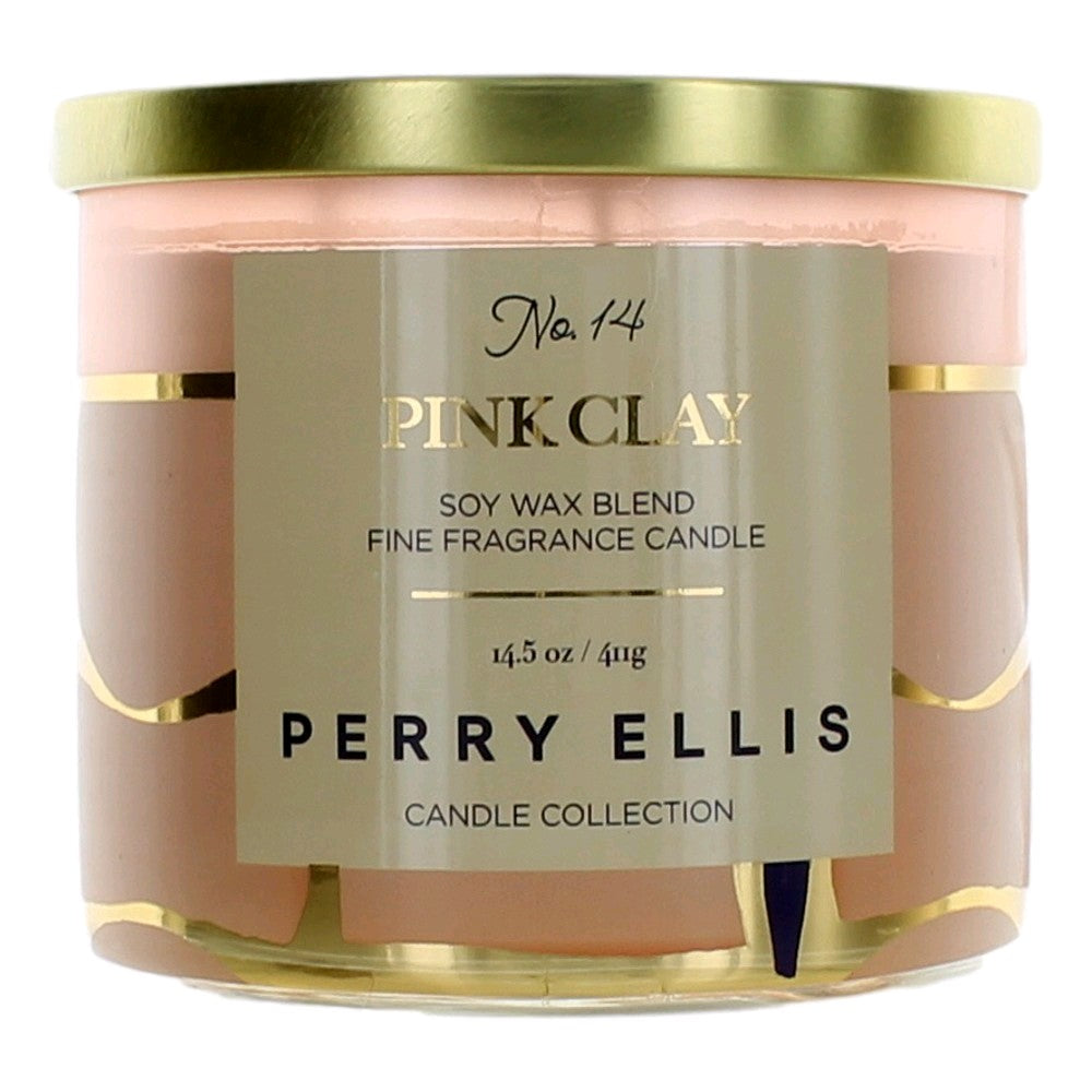 Perry Ellis 14.5 oz Soy Wax Blend 3 Wick Candle - Pink Clay - Pertinacia Perfume