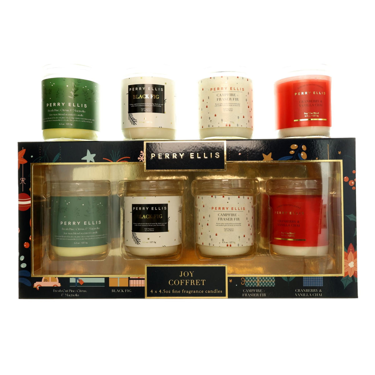Perry Ellis Joy Coffret by Perry Ellis, 4 Piece Variety Candle Set - Pertinacia Perfume