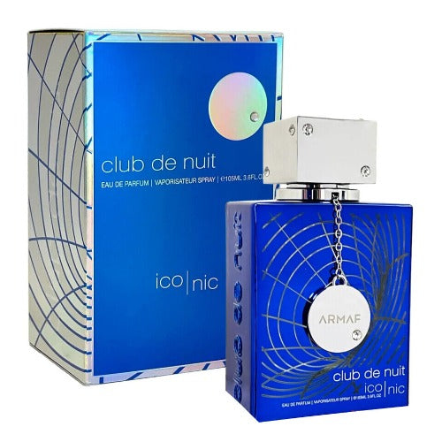 Armaf Club De Nuit Iconic Eau De Parfum 3.6 oz bottle, sleek design, showcasing the perfume's elegant packaging.