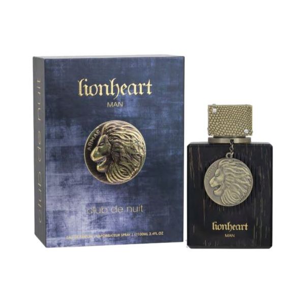 Armaf Club De Nuit Lionheart 3.4oz men's EDP perfume bottle displayed, featuring a sleek design and distinctive branding.
