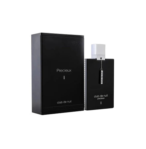 Armaf Club De Nuit Precieux 1.85oz men's EDP perfume bottle with sleek design and gold accents, displayed on a neutral background.