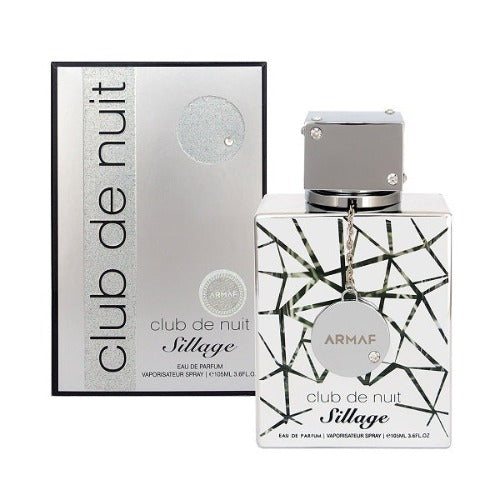 Armaf Club De Nuit Sillage Eau De Parfum 3.6 oz bottle, sleek design, fragrance label visible, premium perfume from Pertinacia.